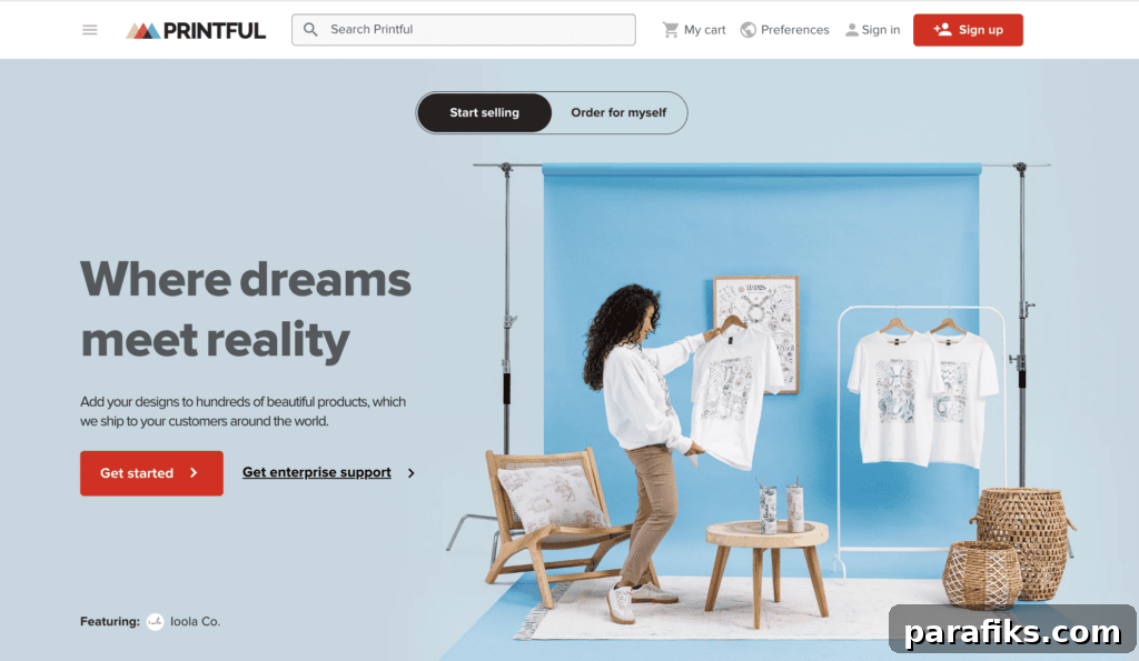Printful's homepage