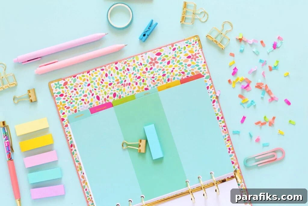 planner on desk with blue background